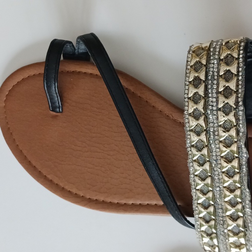 BLUE Suede Shoes Black Glam Sandals Size 11 - Picture 9 of 10